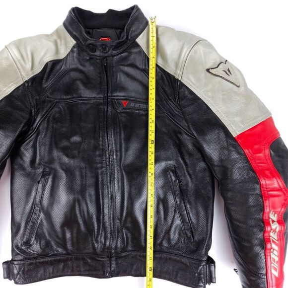 DAINESE Zen EVO Perforated Jacket Black Red Leather Padded Moto Racer Biker - Picture 5 of 16